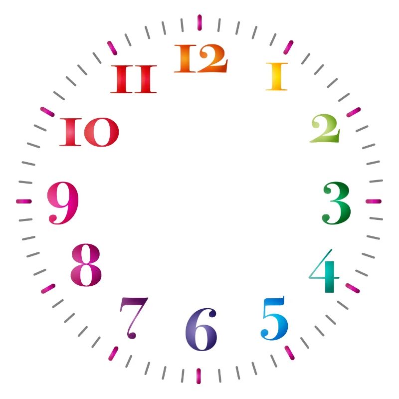 Dial with colored digits without clock hands