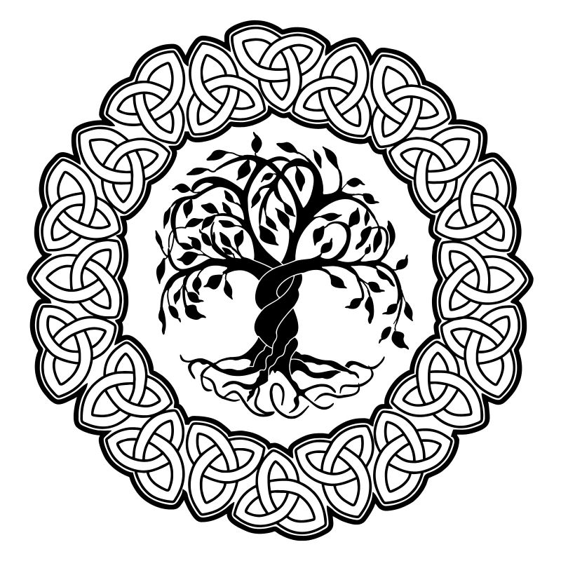 Yggdrasil mit Blättern der Baum des Lebens