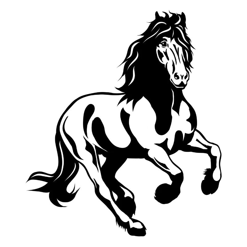 Friesian stallion galloping