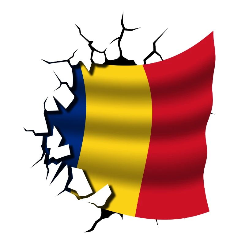 Drapeau de la Roumanie - Roumanie - Drapeau Broken Design