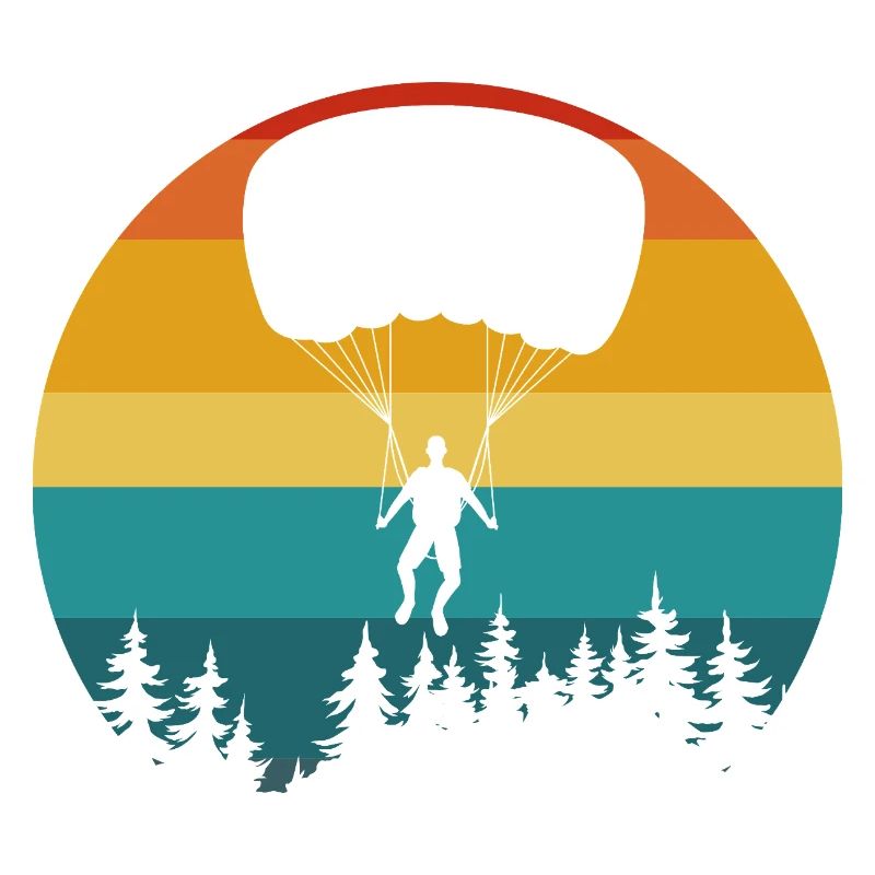 Skydiver silhouette retro nature