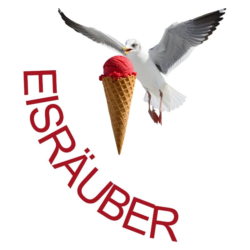 Möwe mit Eiscreme Eisräuber