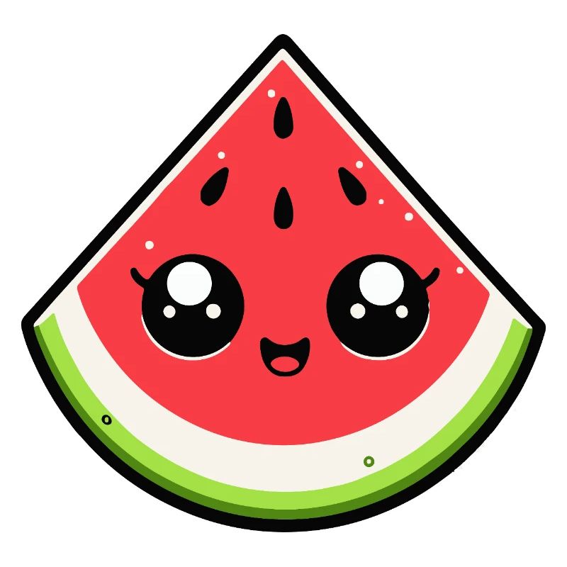 Pastèque kawaii sourire éclatant