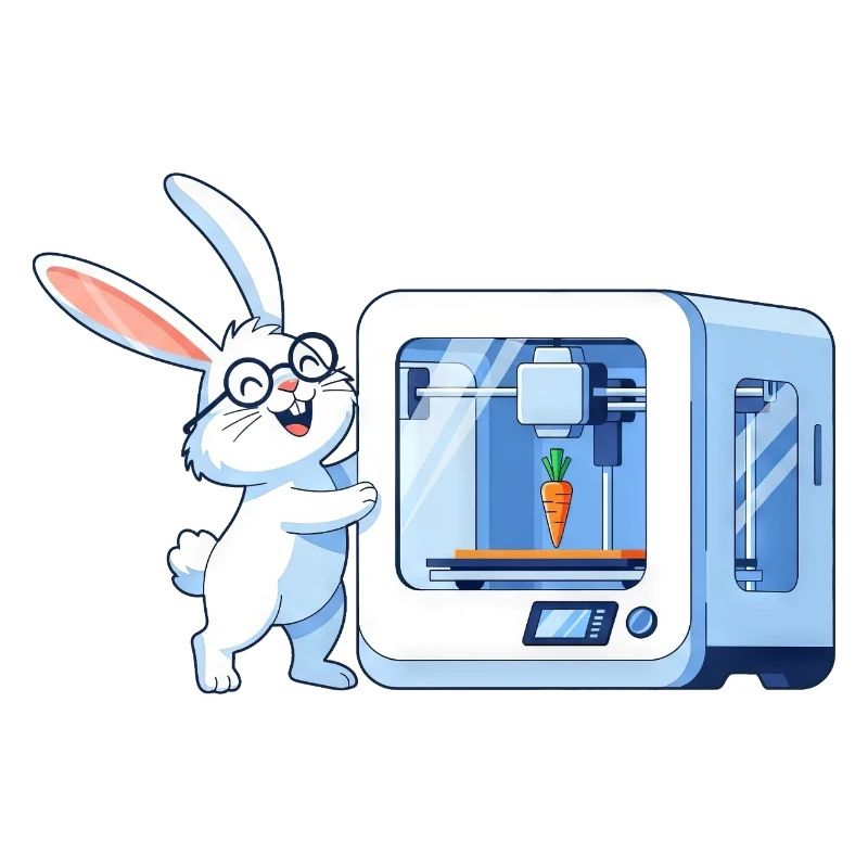 Lustiges Kaninchen Nerd Programmierer 3D Drucker