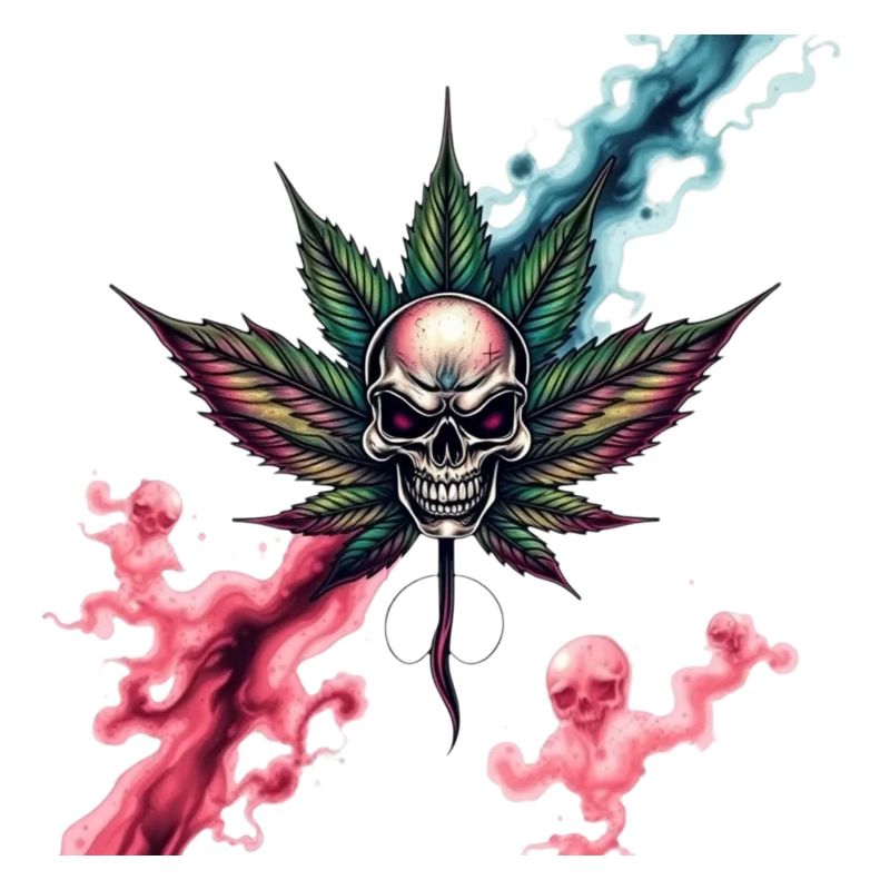 Skull mit farbigem Cannabisblatt