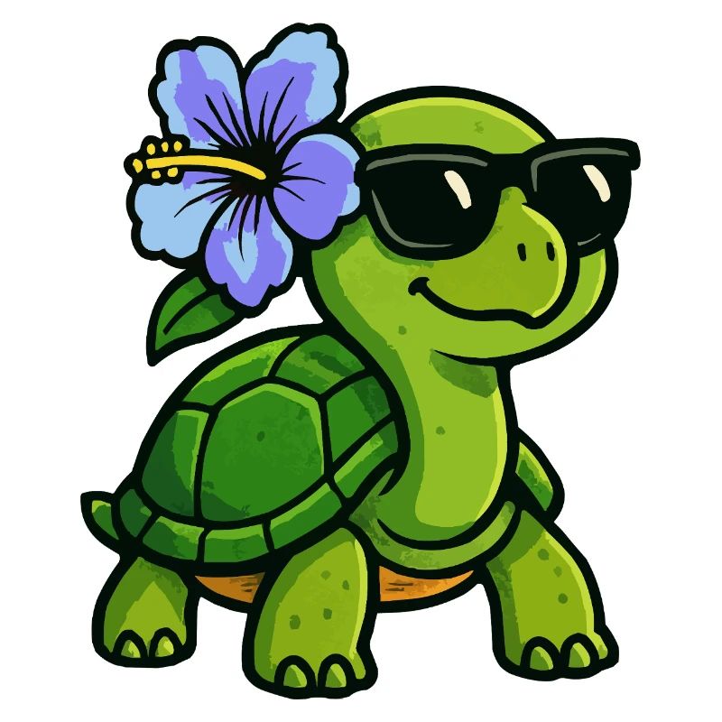 Schildkröte mit Hibiskus Blume
