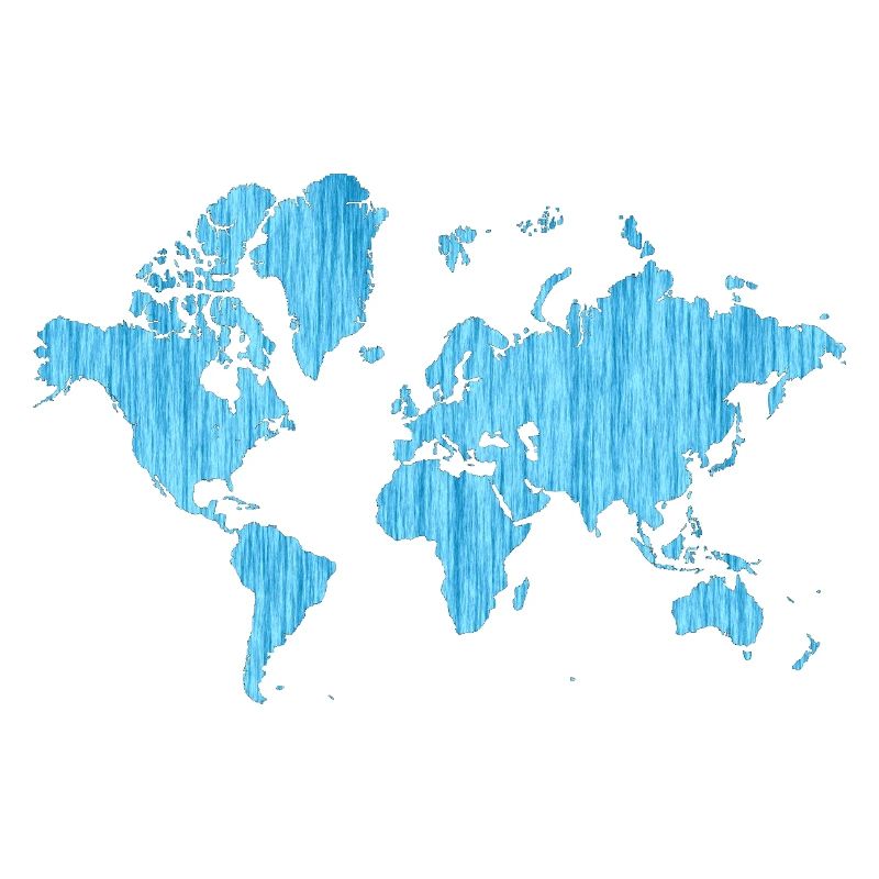 World Map Metallic Blue