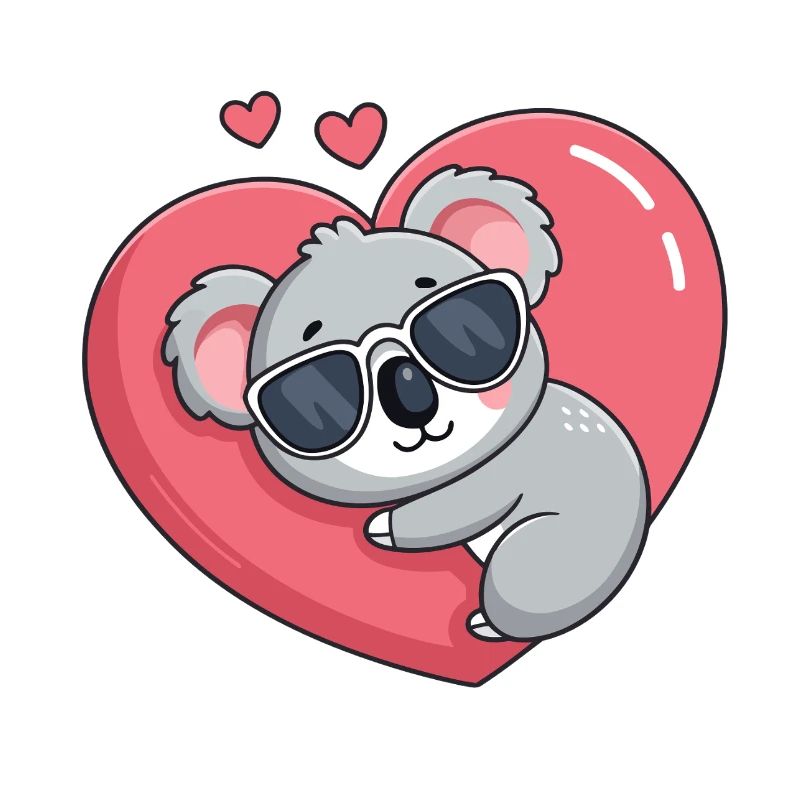 Koala-Ruhebrille mit rosa Herz