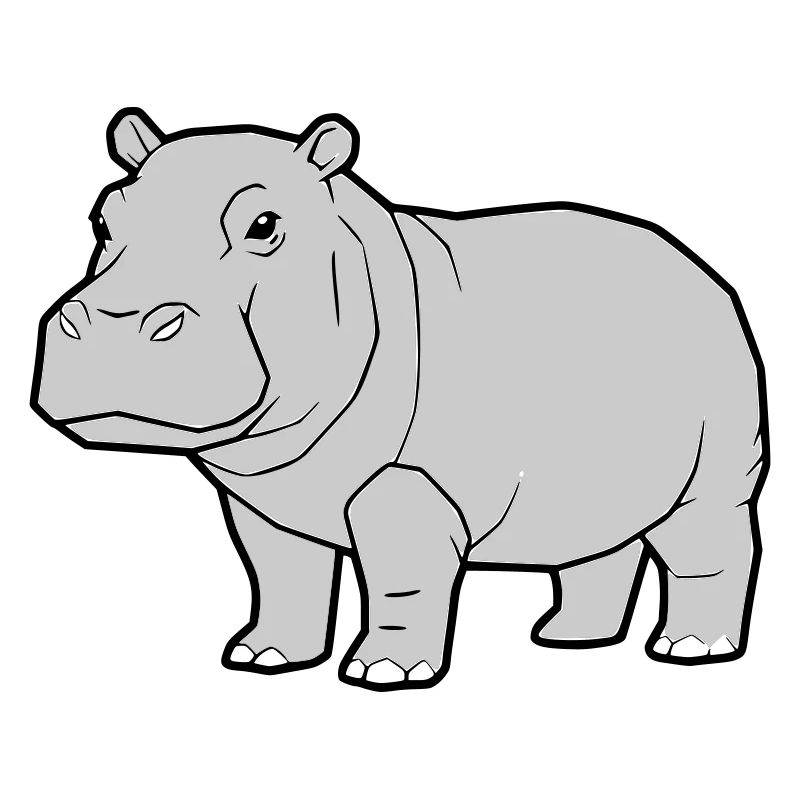 Nilpferd Stehend Comic Tier Zoo