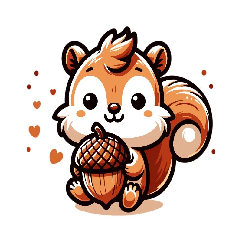 Süßes Eichhörnchen mit Herz-Eichel