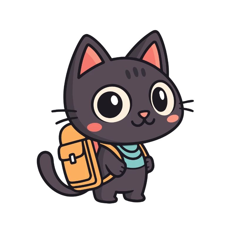 Chat explorateur mignon à cartable