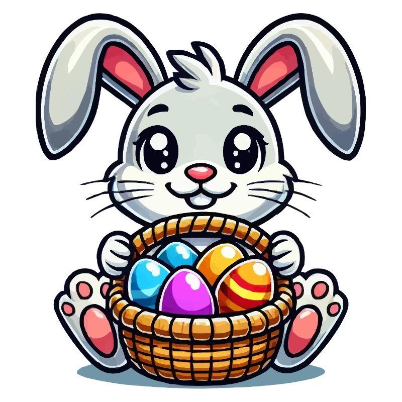 Easter bunny with colorful eggs