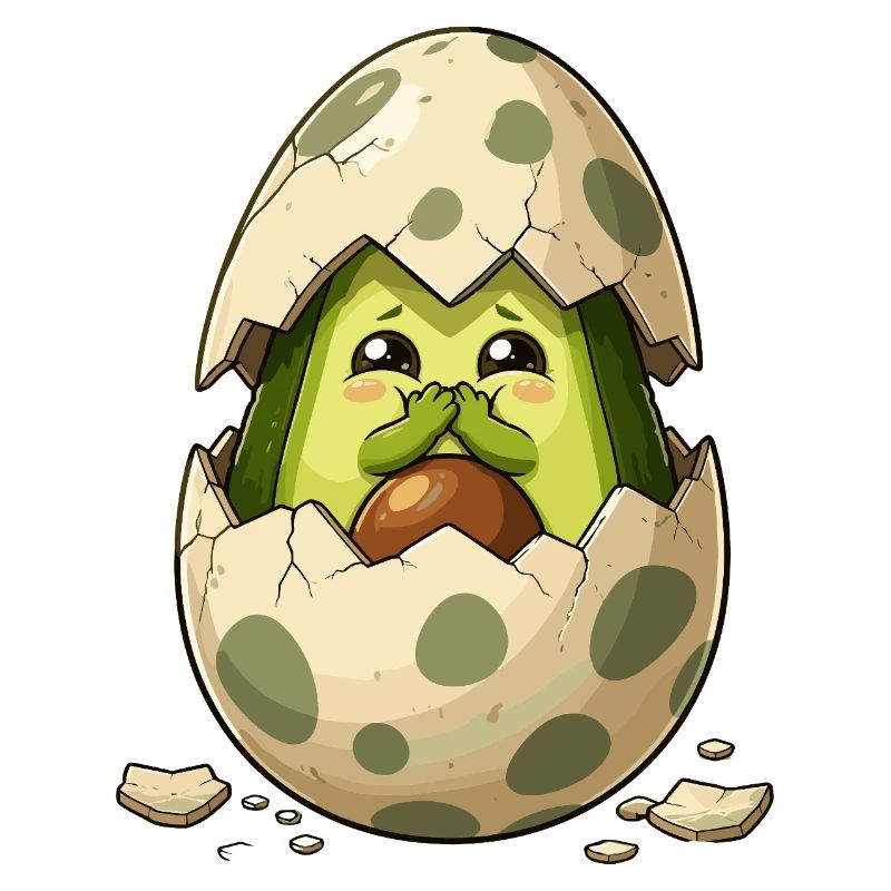 Avocado chicks from eggshell