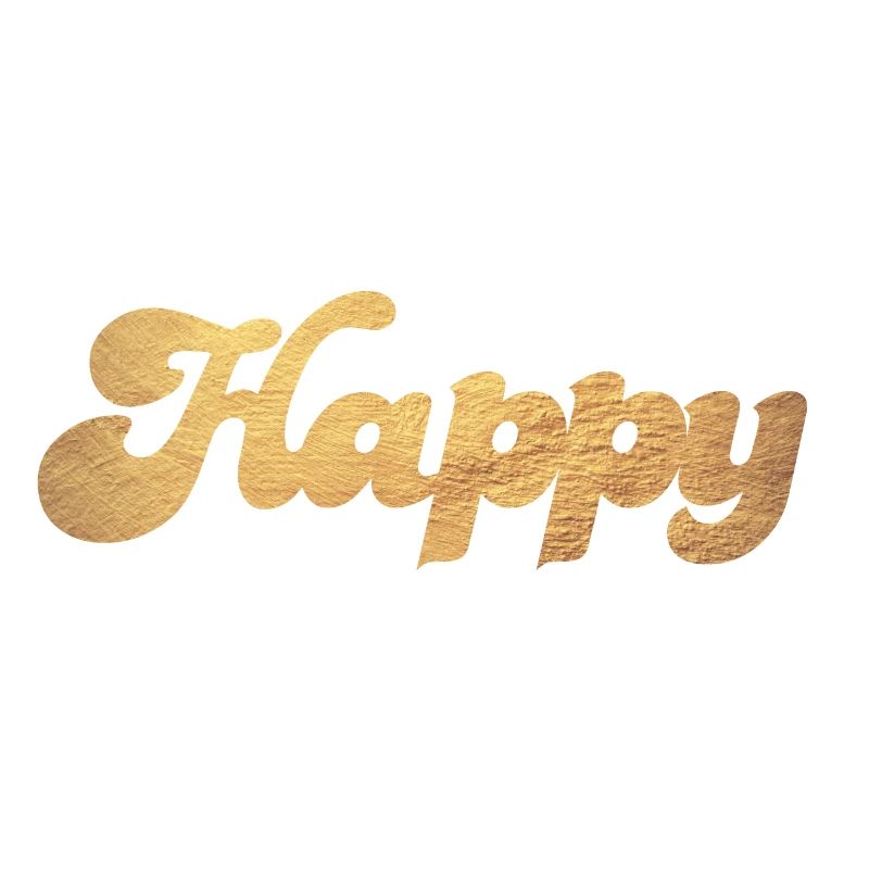 Happy Gold Squiggles Cursive Happiness Quotes