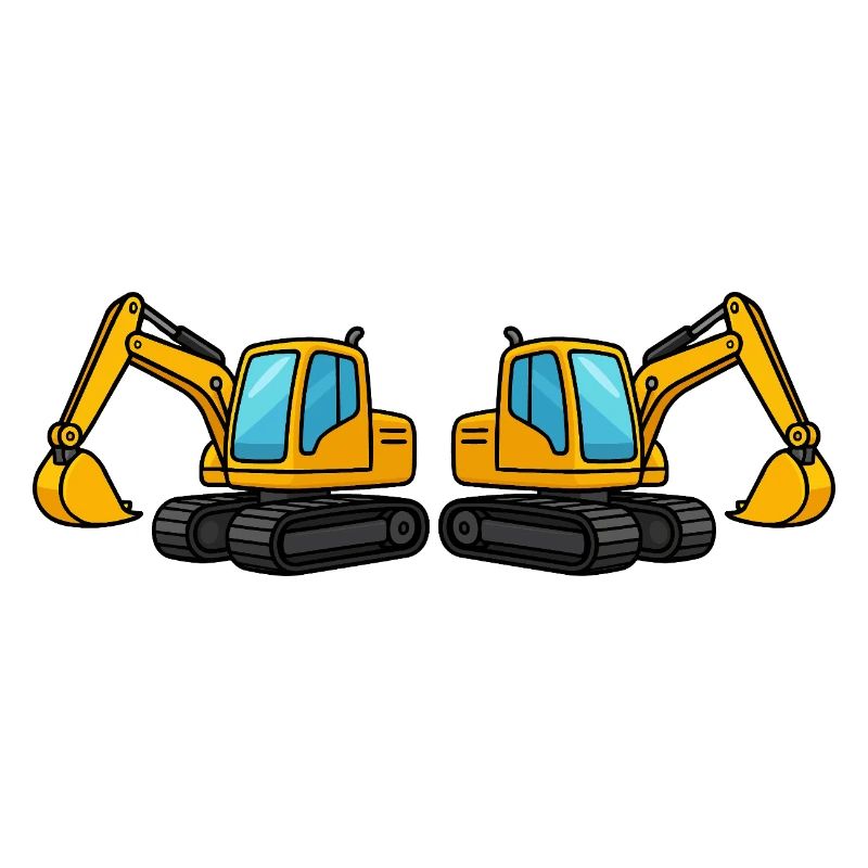 Silhouette de machine de construction double