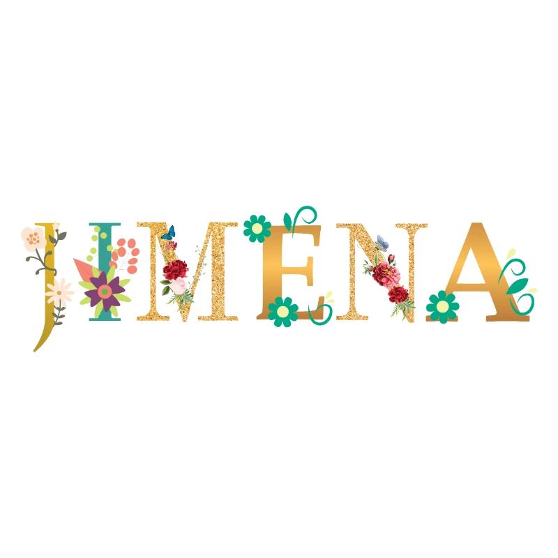 Le nom de JIMENA est décoré de fleurs