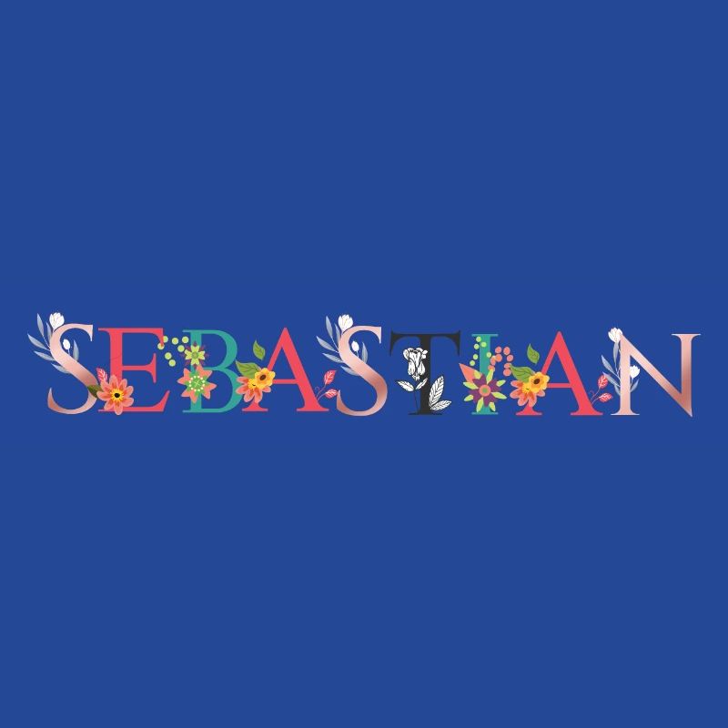 SEBASTIAN Art du nom avec fleurs brodées