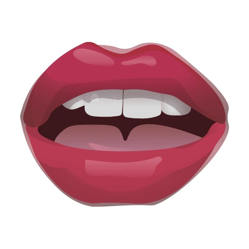 Red lips with teeth