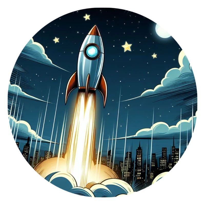 Une fusée de dessin animé est lancée dans l’espace