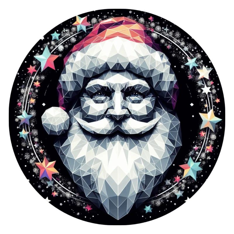 Weihnachtsmann Kopf in Kranz hell