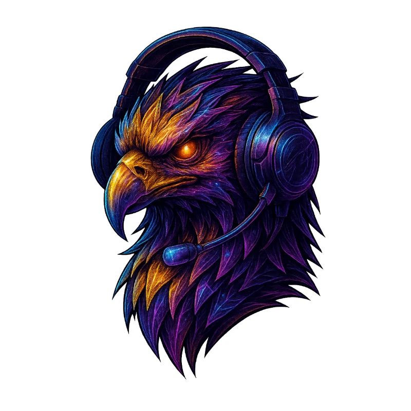Neon eagle with headset