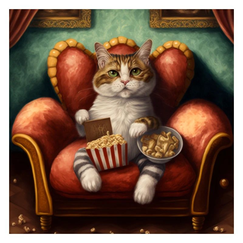 Antromorphic cat sitting on a sofa
