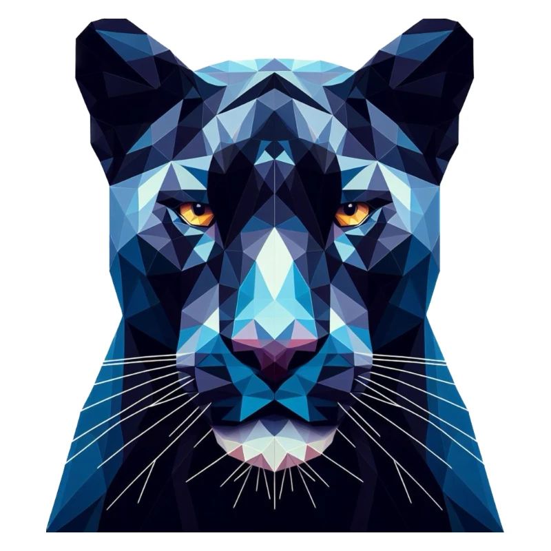 Ein blauer Panther im Polygon-Stil