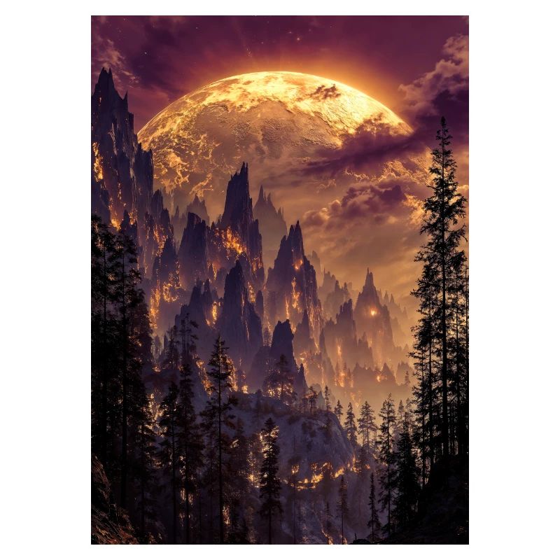 Feuriger Gipfel in der Abenddämmerung