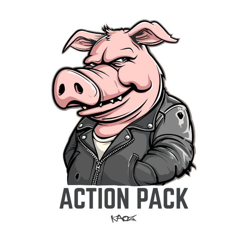 Cochon de héros plein d’action cool et dur