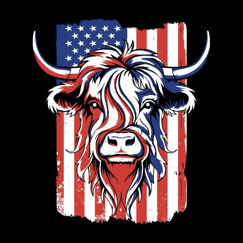 Drapeau américain Highland vache bovins écossais