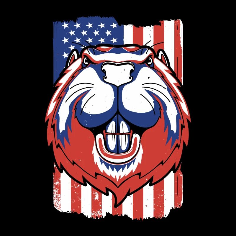 Castor Drapeau Américain Castor Canadensis