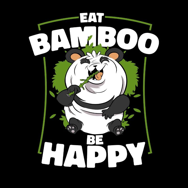 Manger Bambou Être Heureux Panda Ours Ami Amant Géant