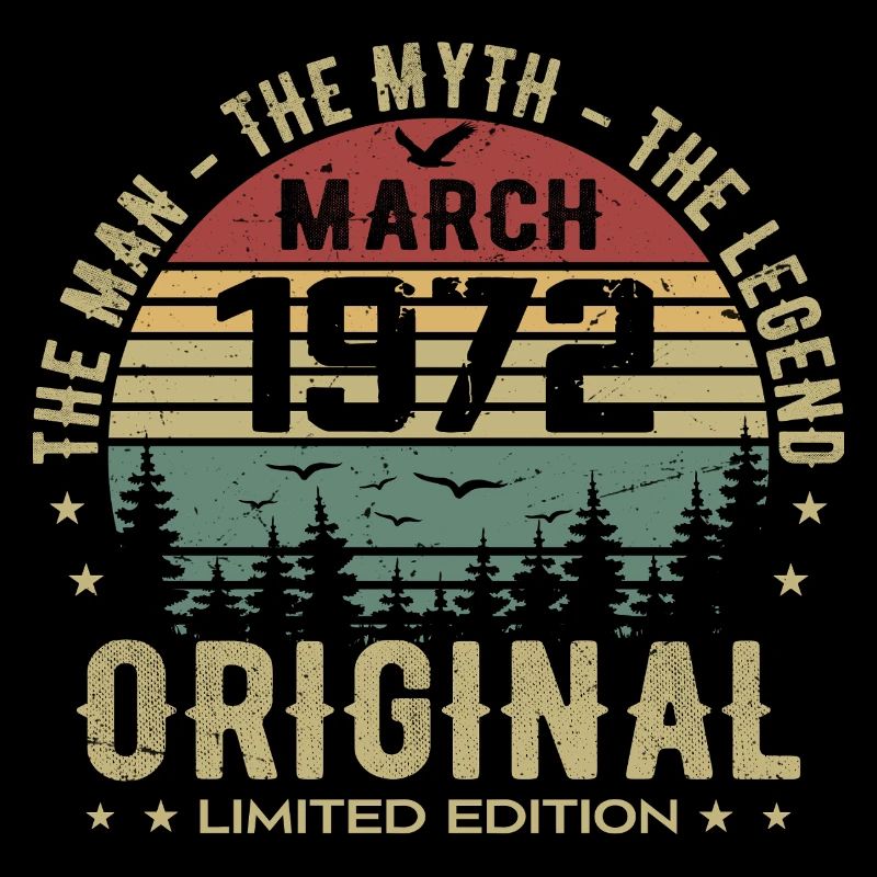 Cadeau pour le 53e Anniversaire Original Mars 1972