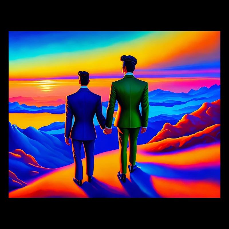 Lovers on a colourful mountain