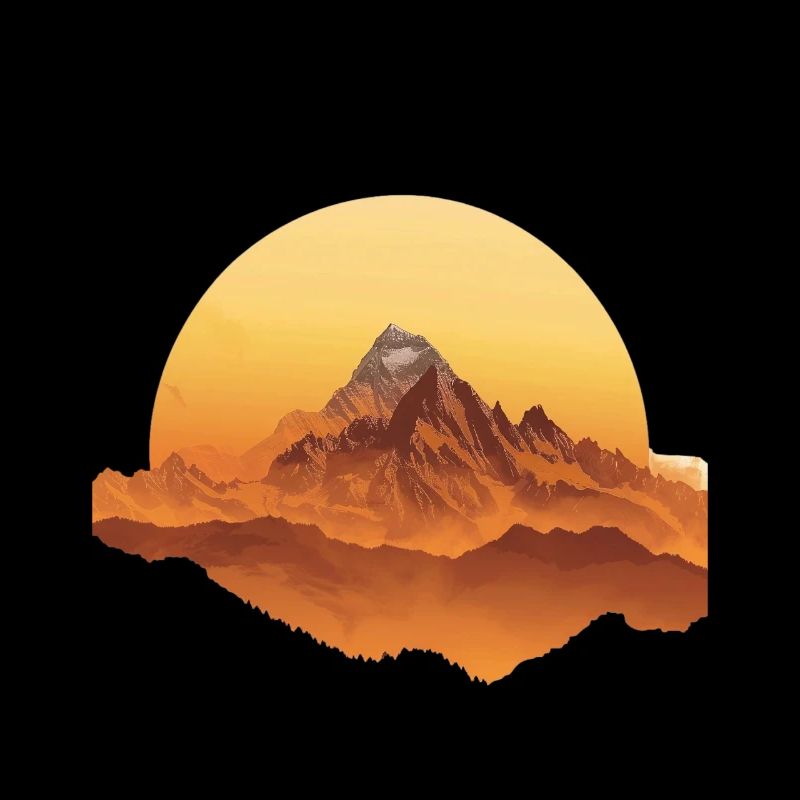 Sunset Mountains Circular Shape