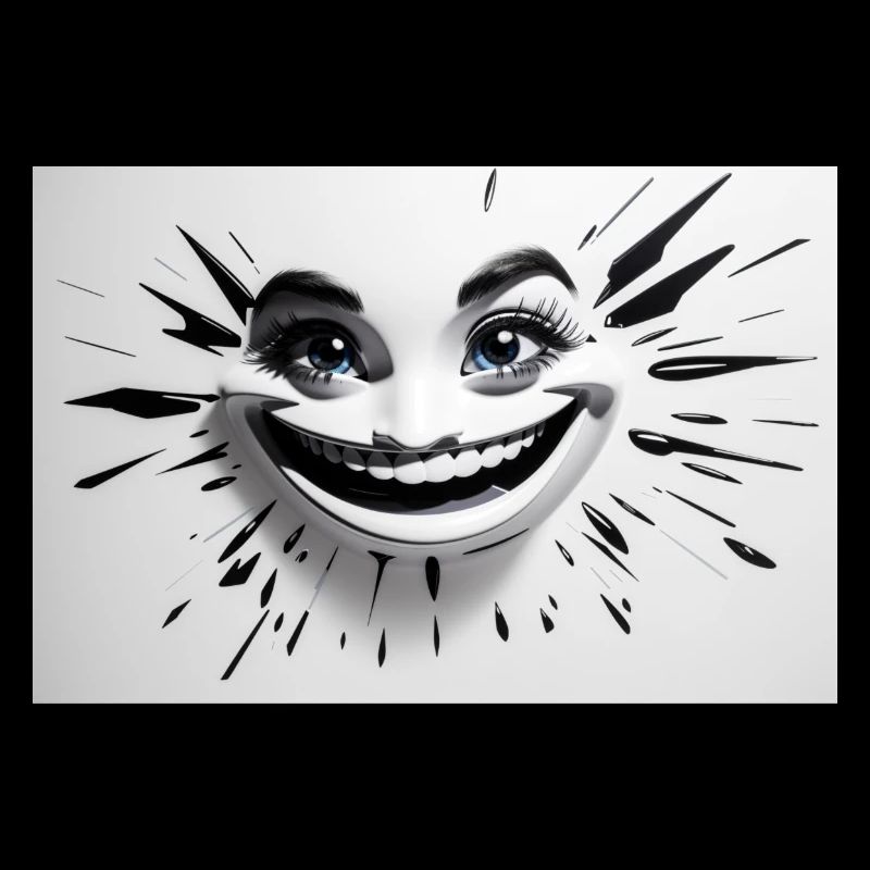 Absolute Reality crazy smile black white