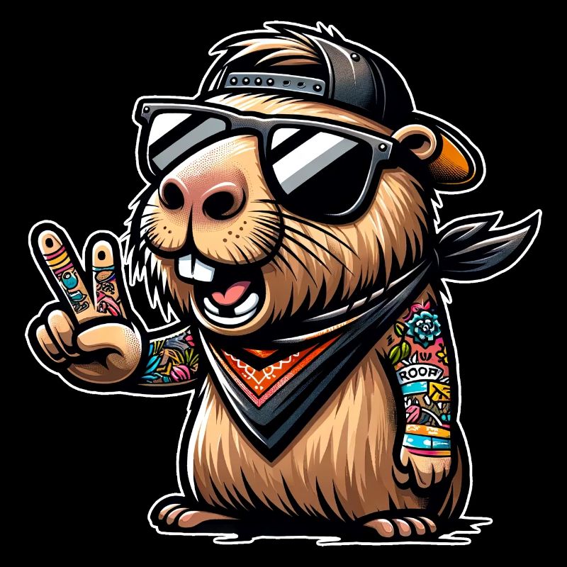 Capybara Tattoos Cap Peacezeichen