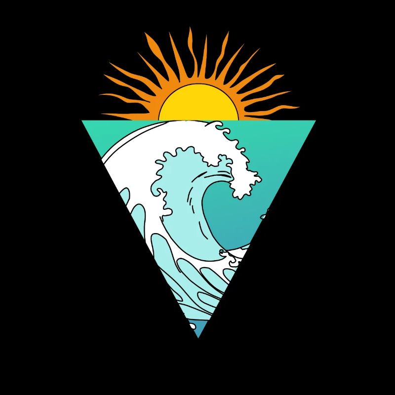 Vague Soleil Mer Triangle Rétro Logo Triangle