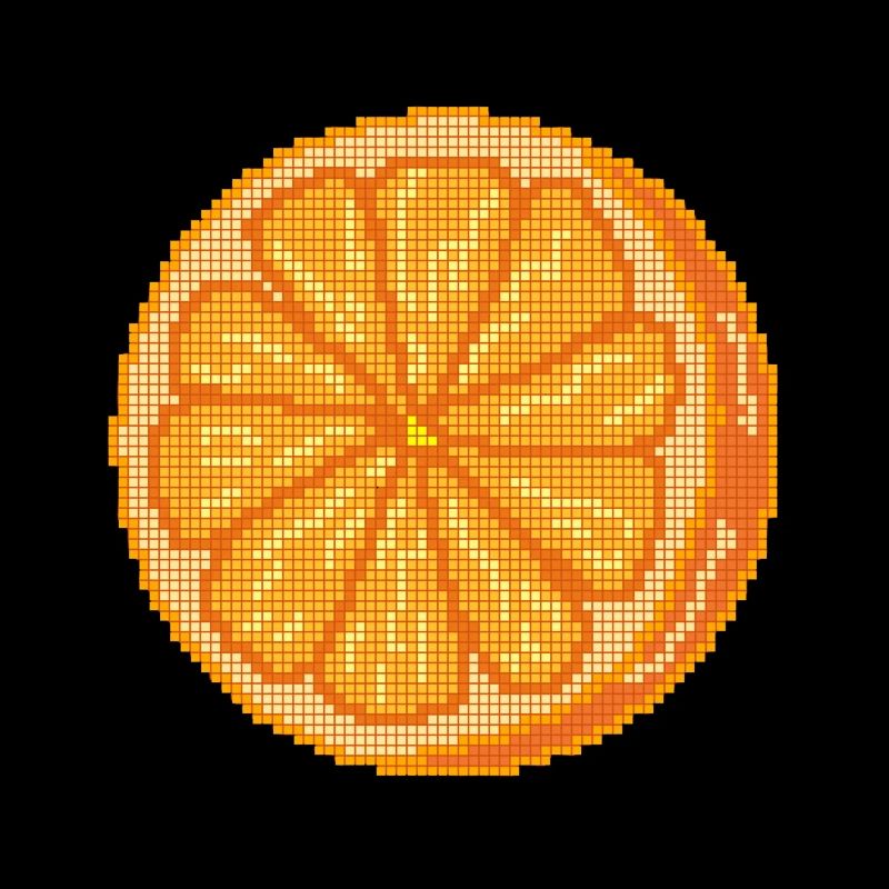 Fruit orange pixélisé