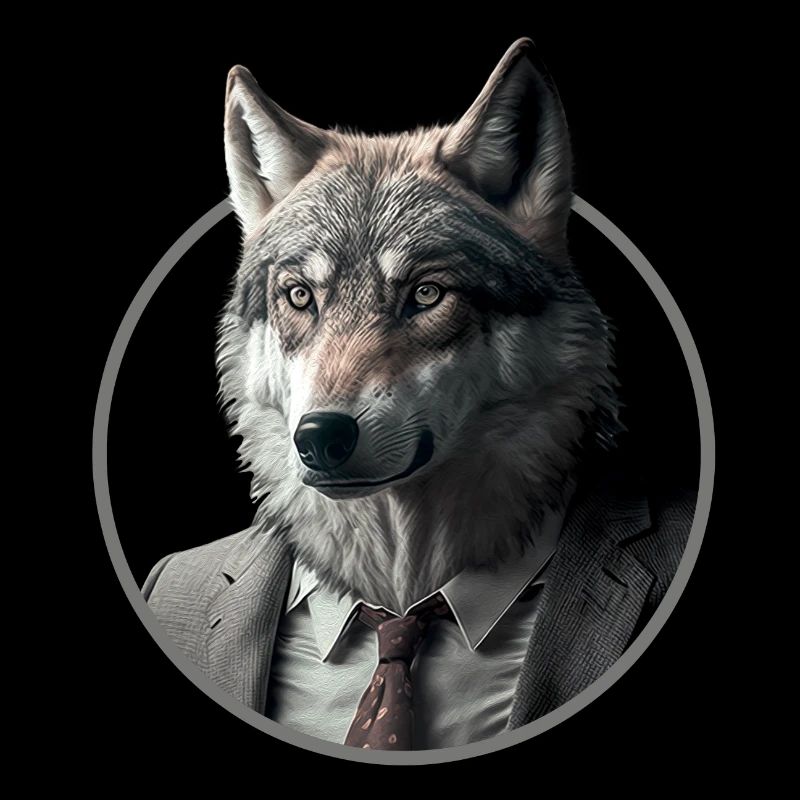 Cool business wolf in a suit