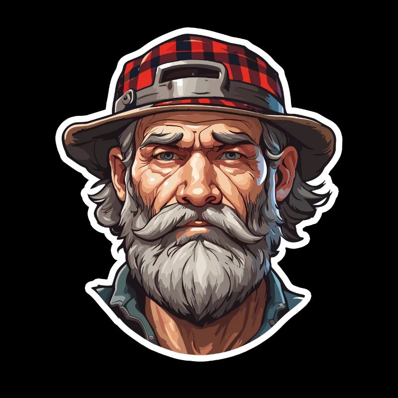 Holzfäller / Mann / Bart / Wald / Hemd / Baum