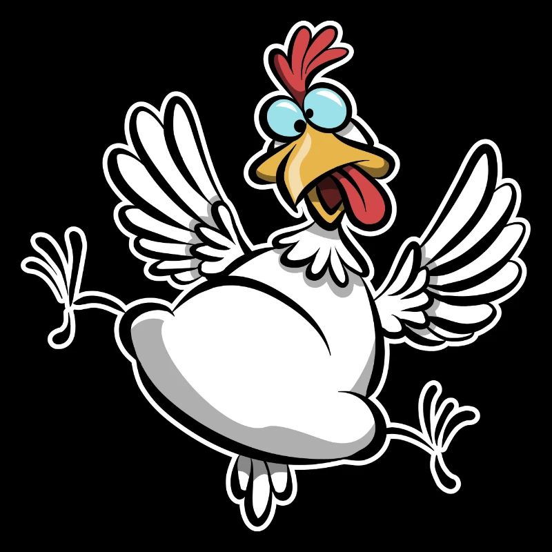 Crazy Chicken, Chicken Fan, Funny Chicken Cartoon