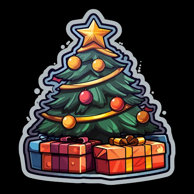 Weihnachtsbaum mit Geschenke und einem Stern