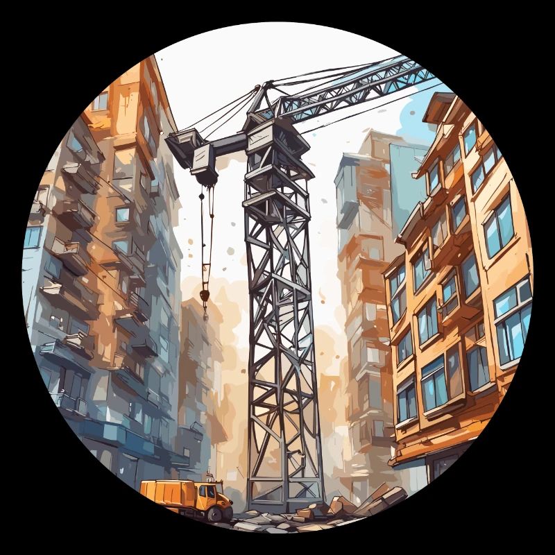 Crane / construction site / winch / crane system