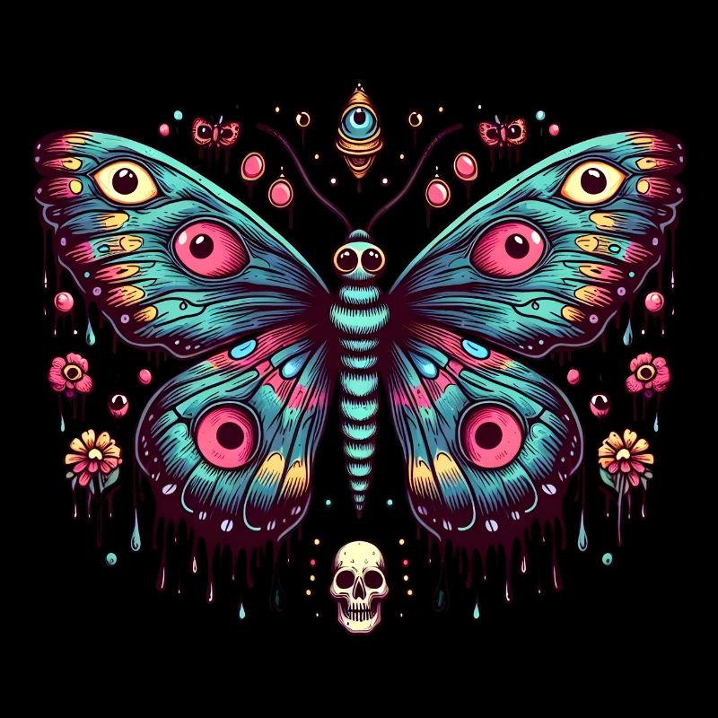 Papillon effrayant avec crâne