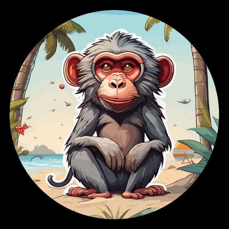 Affe / Tier / Zoo / Babian / Wild / Comic