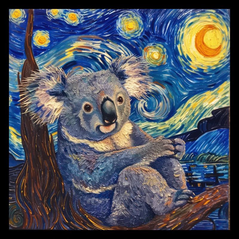 Koala, Animal, Van Gogh, Starry Night
