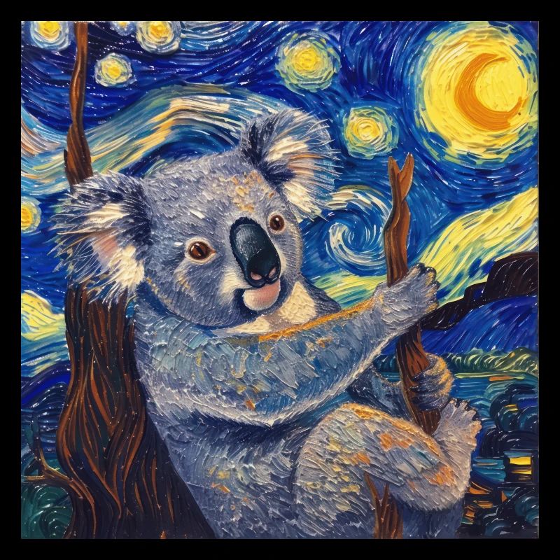Koala, Animal, Van Gogh, Starry Night