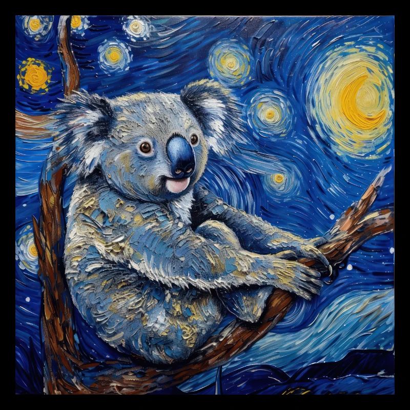 koala, tier, van gogh, sternenacht