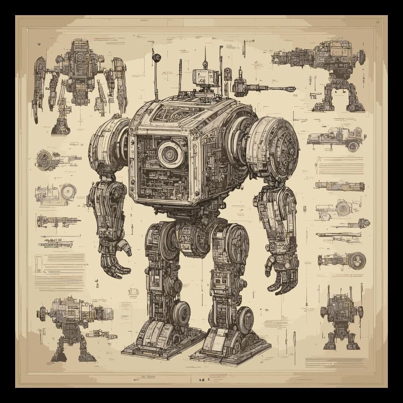 Plan / Sépia / Vintage / Rétro / Robot